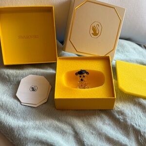 Swarovski Yellow Crystal Dog with Black Hat